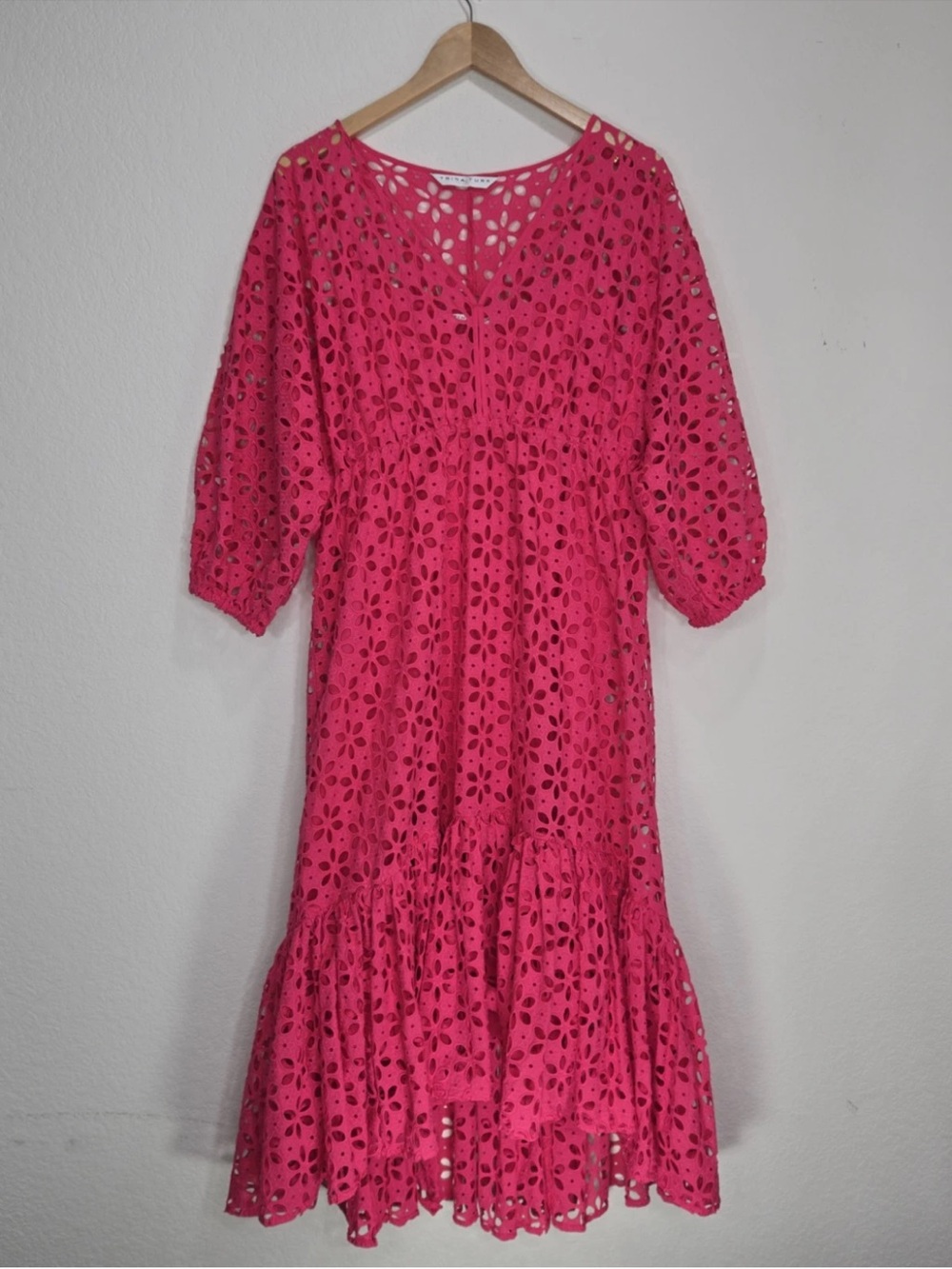 $448 Trina Trina Turk Women Golden Gate Cutout High-Low Midi Dress Pink Size XL